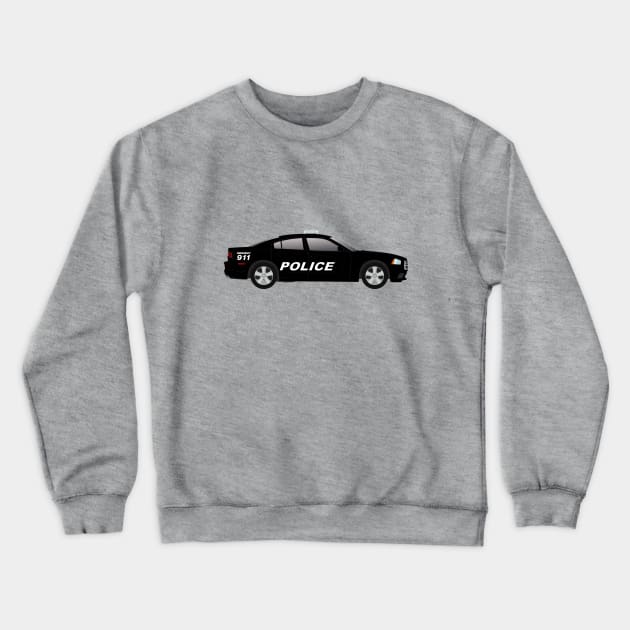 Black Police Car (Charger) Crewneck Sweatshirt by BassFishin